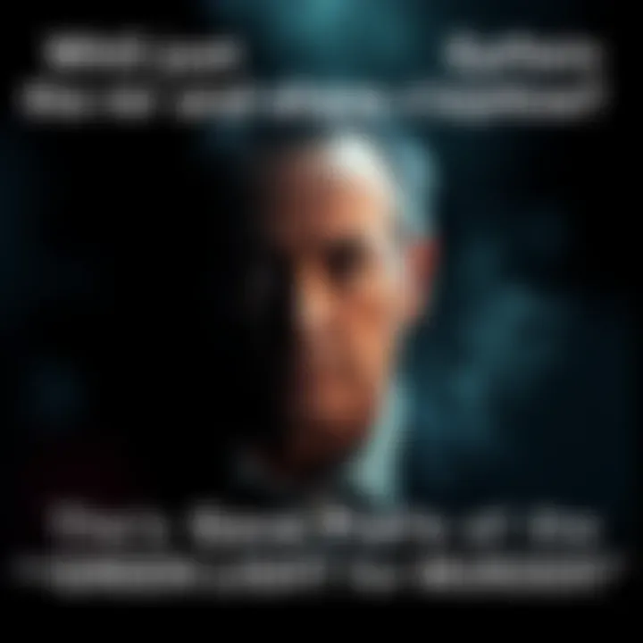 A depiction of Jeffrey Epstein surrounded by dark shadows, indicating secrecy and danger, hinting at a hidden figure that may be connected to a crime.