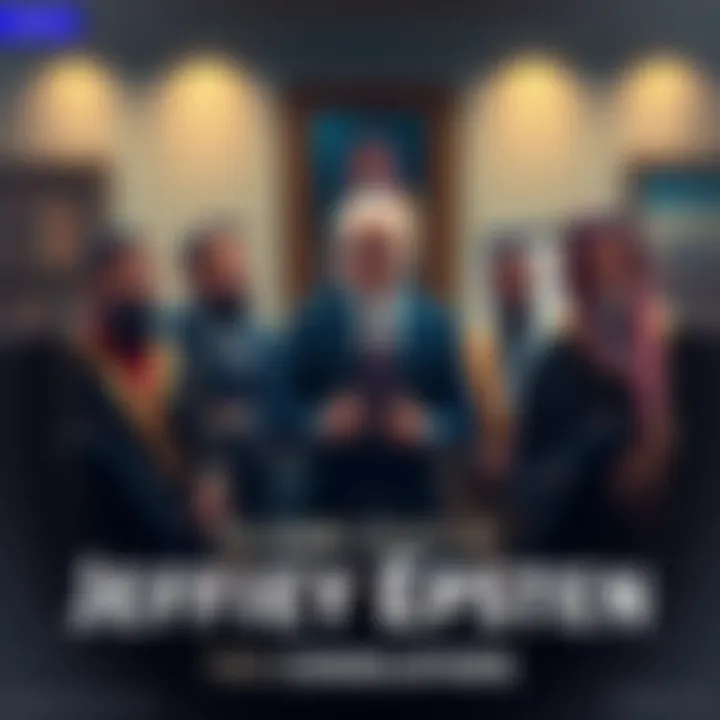 A collage showing Jeffrey Epstein and Middle Eastern leaders discussing in an office setting.