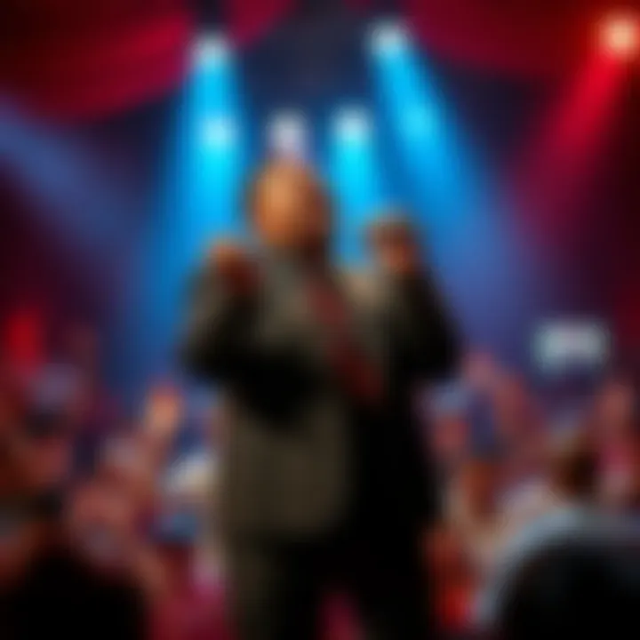 Jelly Roll performing on stage Jelly Roll singing passionately in front of a cheering crowd during a concert