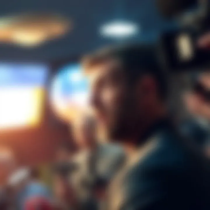 Jeremy Corbell speaking at a press conference about UFO video releases, surrounded by reporters and cameras