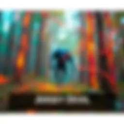 A blurry photo of a strange creature resembling the Jersey Devil in a forest setting