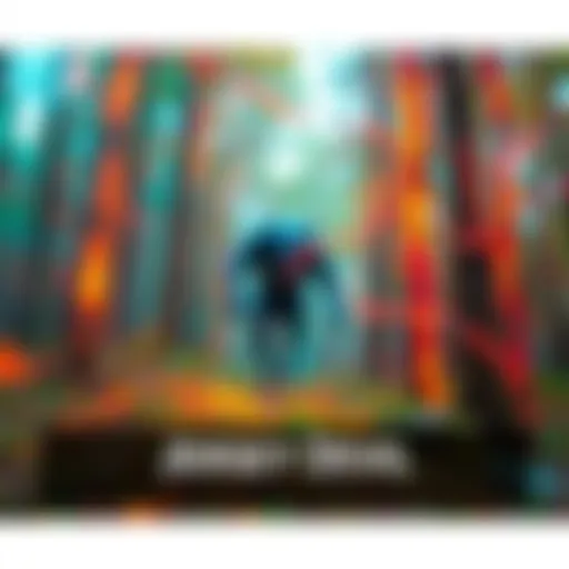 A blurry photo of a strange creature resembling the Jersey Devil in a forest setting