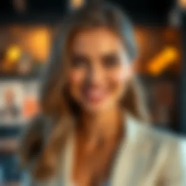 A portrait of Jessica Leigh Collins smiling confidently, showcasing her charisma and style.