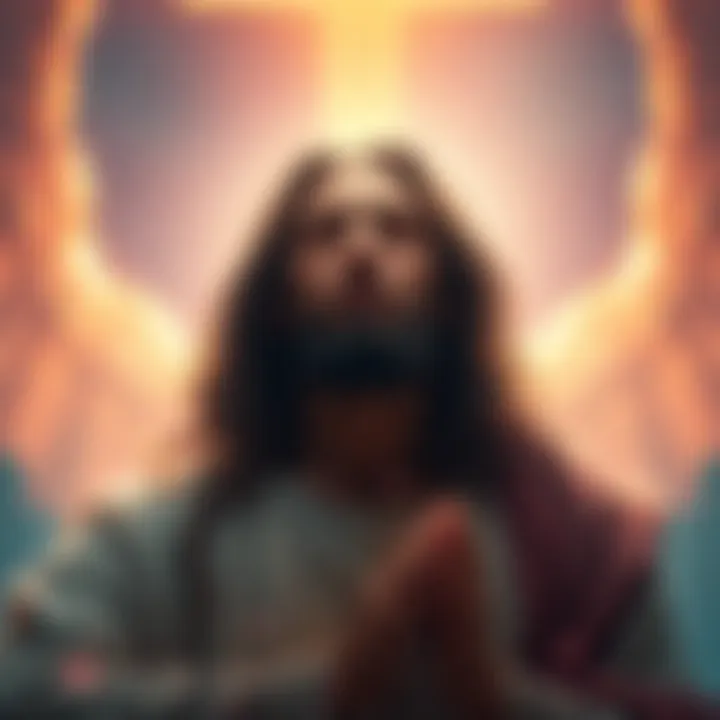 An illustration of Jesus bathed in bright light, representing the concepts of love and unity with God.