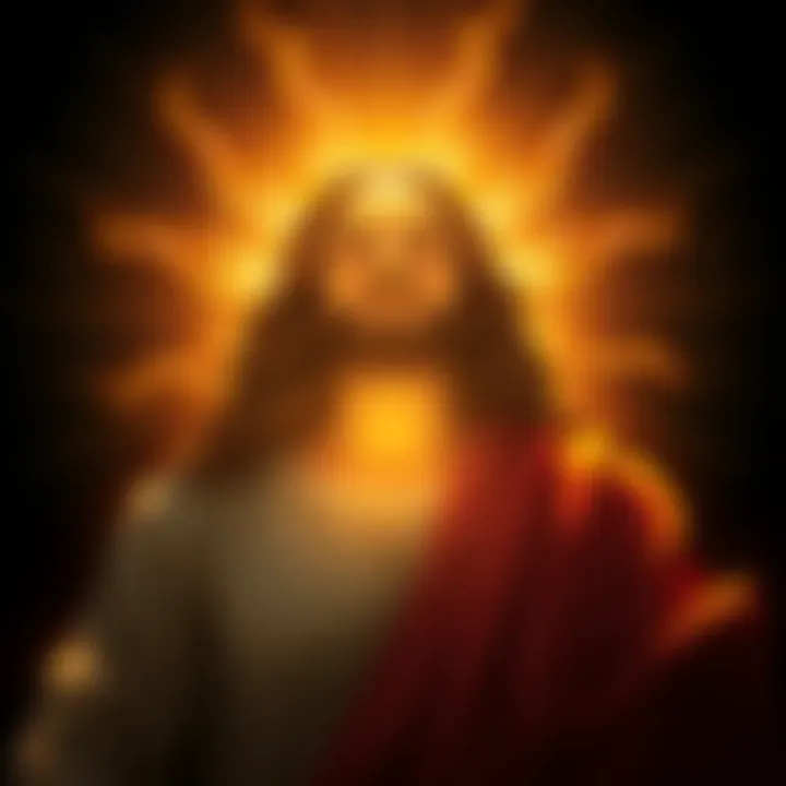 A figure of Jesus with rays of sunlight around Him, symbolizing the connection to the Sun.