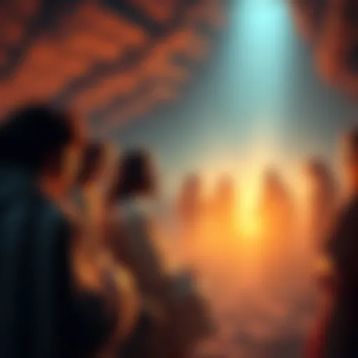 Jesus Teaching Spirituality A serene scene of Jesus surrounded by diverse people, sharing insights on spirituality, with a warm light illuminating the gathering.