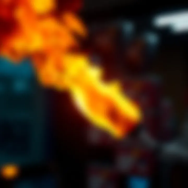 A close-up of jet fuel igniting, illustrating its kerosene base with flames and smoke