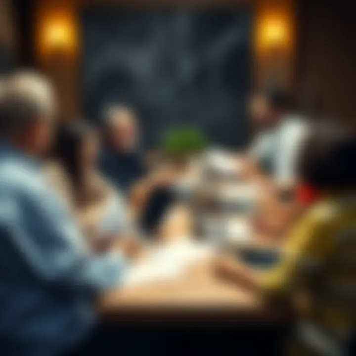 A diverse group of Jewish individuals discussing open borders and Israel's identity as an ethnostate around a table with papers and laptops.