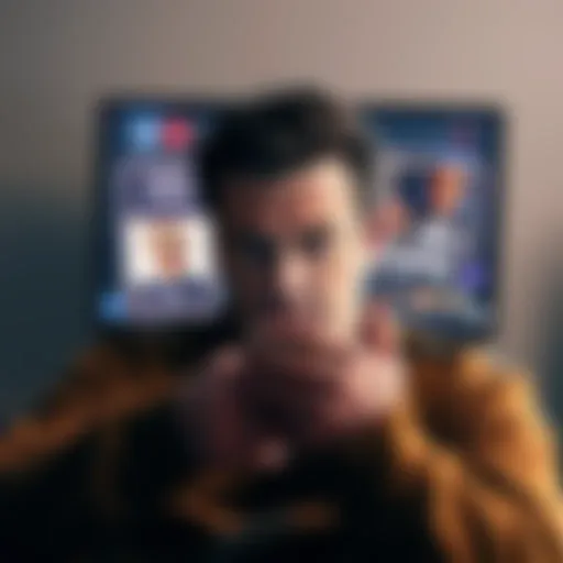 A frustrated person scrolling through social media with Jim Carrey conspiracy posts on their screen