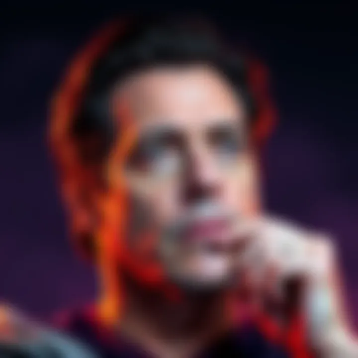 Jim Carrey reflecting on life, looking contemplative with a serene expression