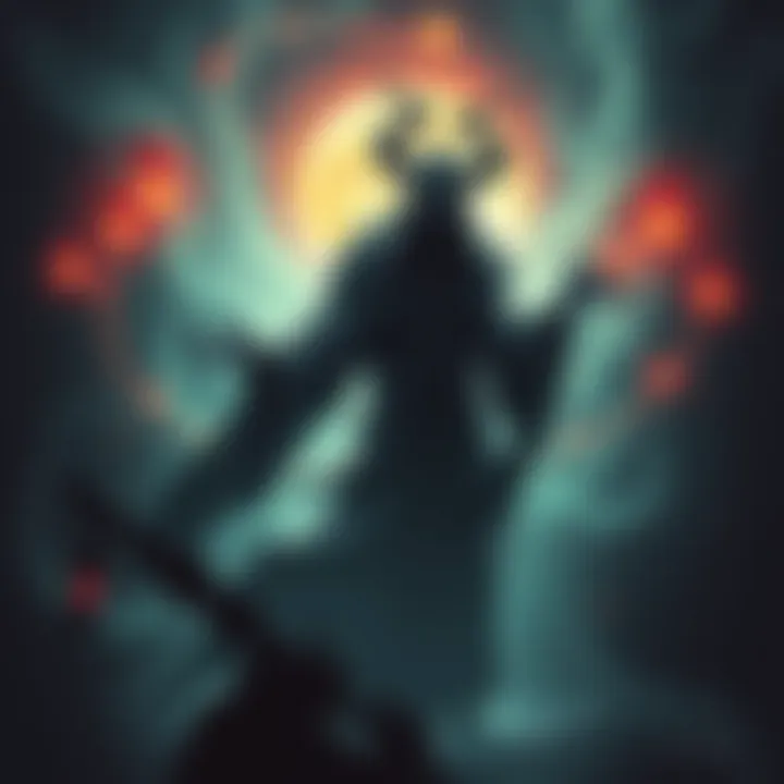 Jinn in Eastern Culture A shadowy figure representing a Jinn surrounded by mystical elements, illustrating the connection between Jinn and human life in Eastern spirituality.