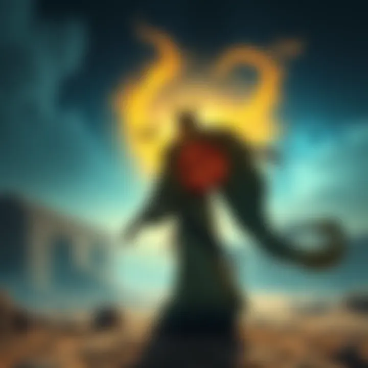 A mystical Jinn appears in an ancient landscape, reflecting on historical events from Solomon to the Crusades, surrounded by ethereal light and old ruins.