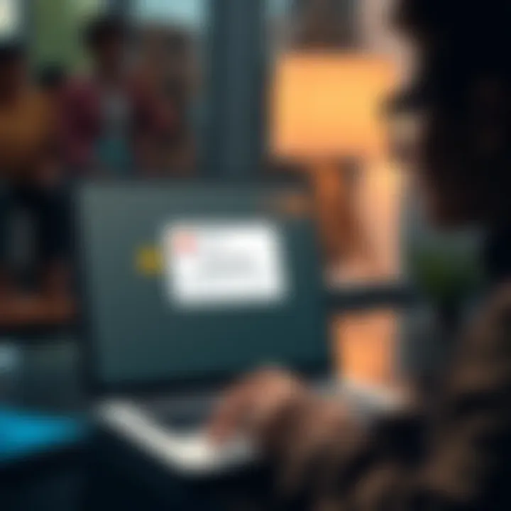 Job Offer Notification A person looking at a job offer email on their laptop with a thoughtful expression, symbolizing connection between learning and opportunity.