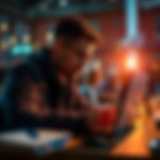 Individual searching for government job listings on a laptop