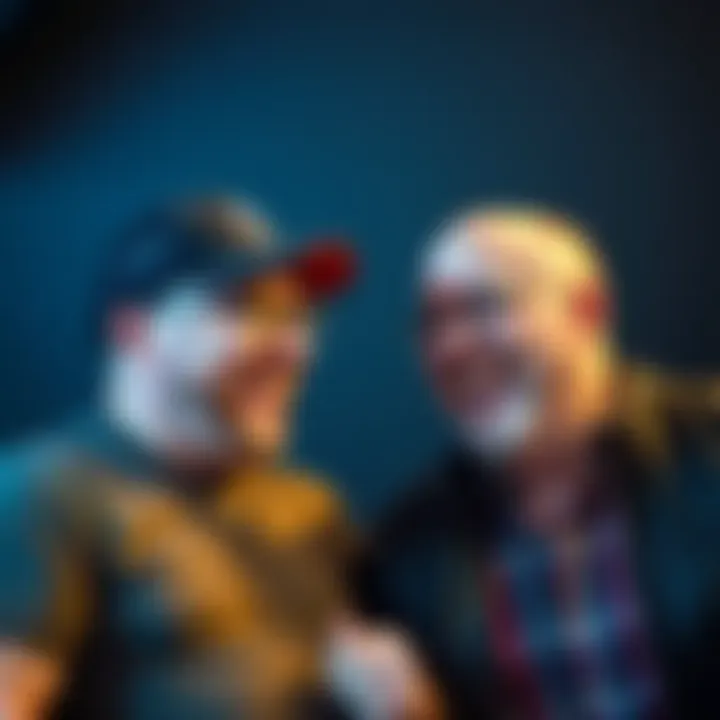 Joe Rogan and David Cross Talking Joe Rogan and David Cross having a lively conversation about Art Bell, both smiling and animated