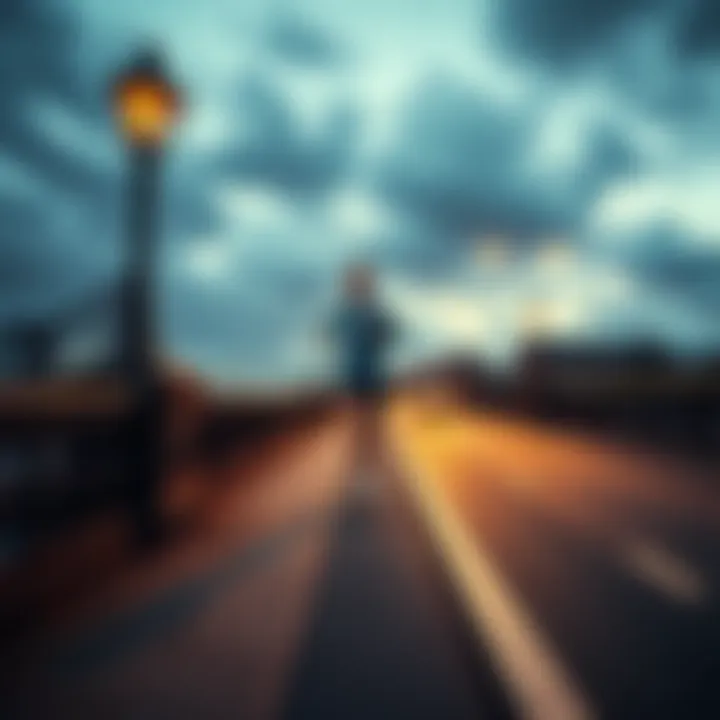 A jogger running on Putney Bridge with the road and river in the background