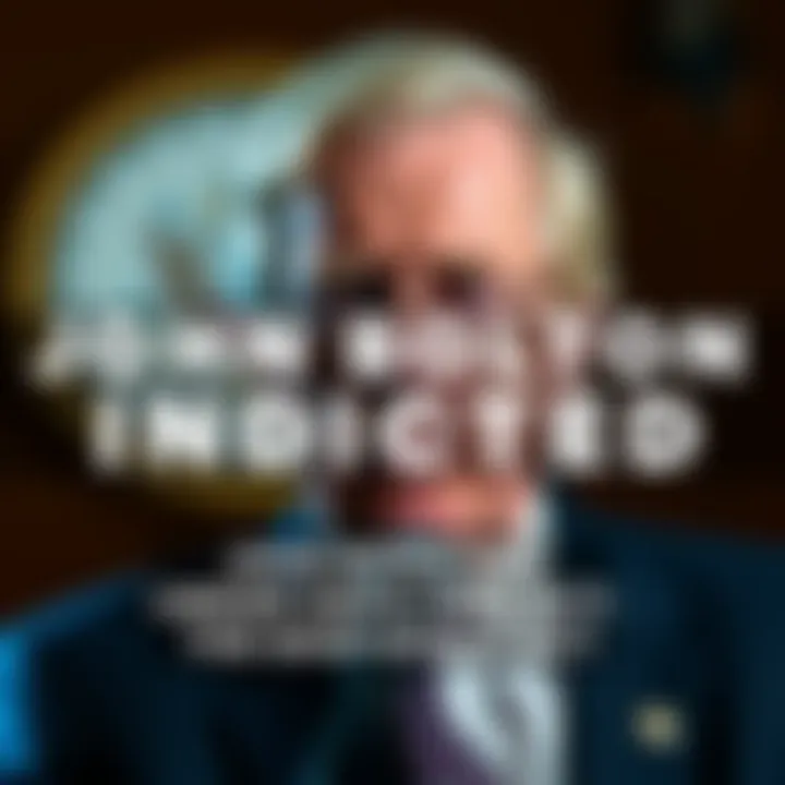 Former National Security Advisor John Bolton's photo with a text overlay stating he has been indicted under the Espionage Act