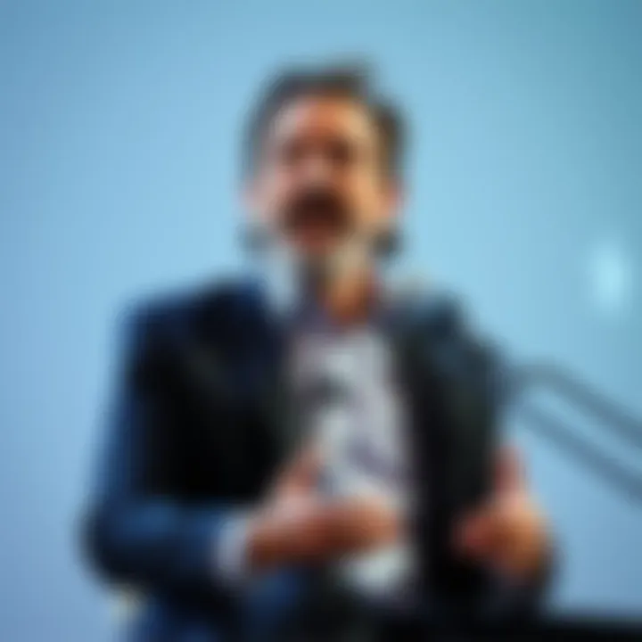 John McAfee on stage discussing drug and human trafficking claims in Central America