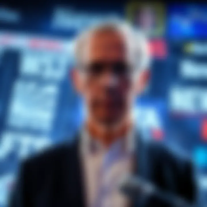 John Podesta associated with Epstein files and allegations of a torture video, standing in front of a news backdrop.