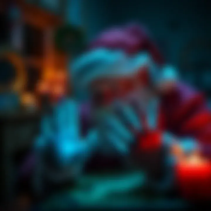 John Santa's Hands Glowing John Santa focusing on the Ouija Board with glowing hands in a dimly lit room