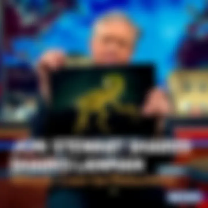 Jon Stewart holds a photo of an alien-like creature resembling one from 'Fire in the Sky'