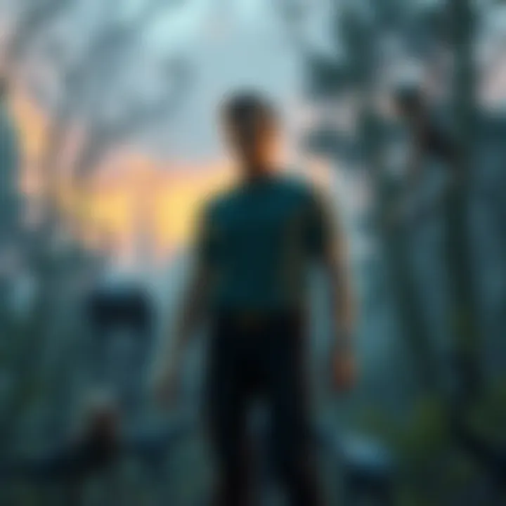 Illustration of Jonathan Reed standing with an alien figure, showing a contrast between reptilian and grey aliens in a forest setting.