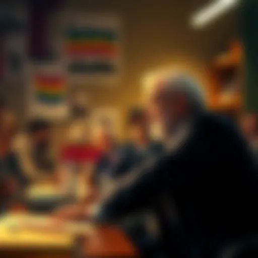 Joseph Campbell discussing spirituality and mythological principles with a group of people