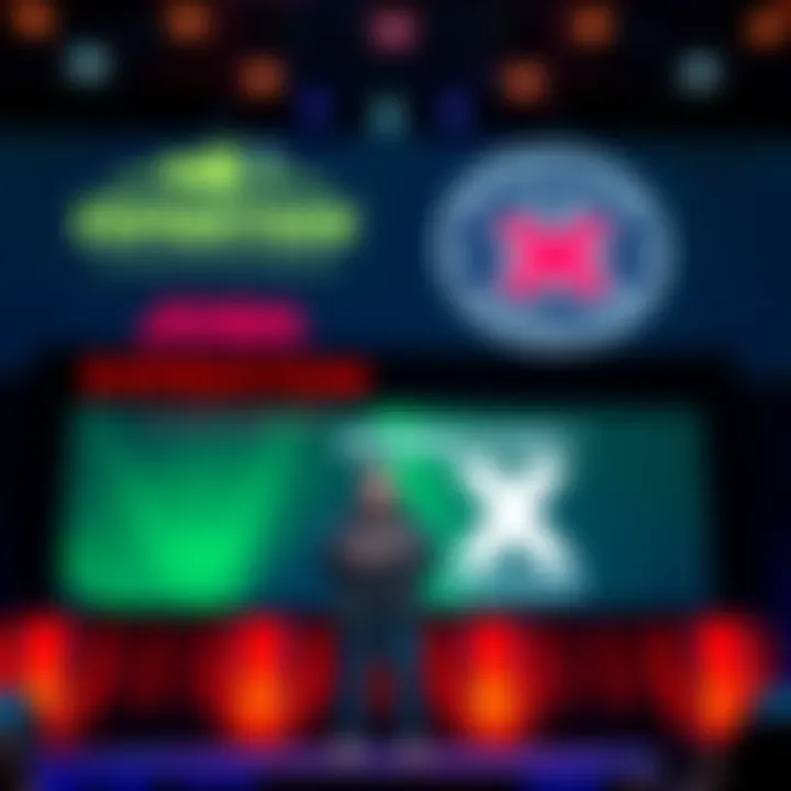 Josh Gates speaking on stage about his shows, with a backdrop of Expedition Unknown and Expedition X logos, highlighting his career in reality television