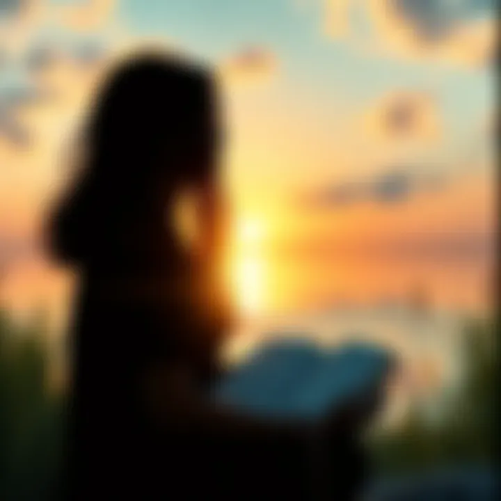 A person meditating with a journal in a tranquil setting, symbolizing self-discovery.