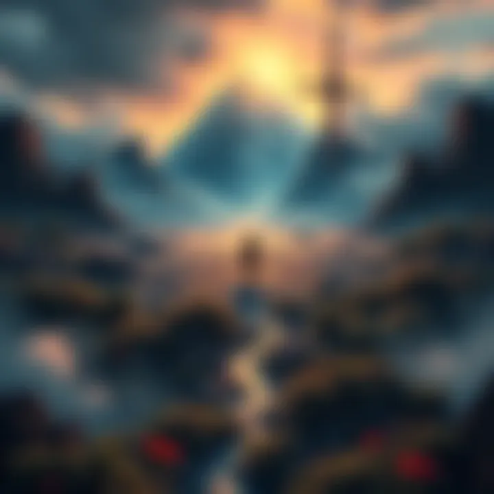 The Journey of Awareness A mystical landscape symbolizing the transformative journey inspired by Carlos Castaneda's works.