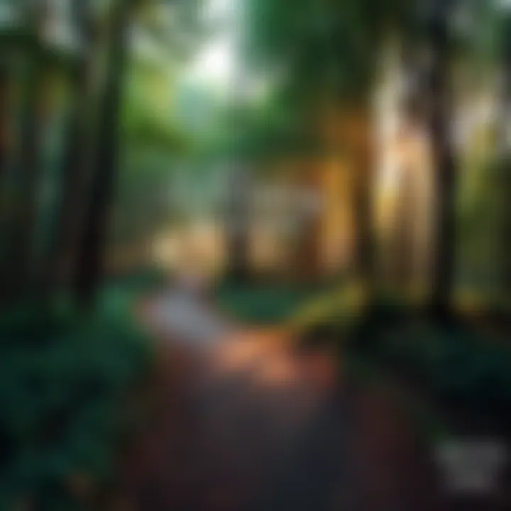 A winding path through a lush forest symbolizing life's journey with ups and downs