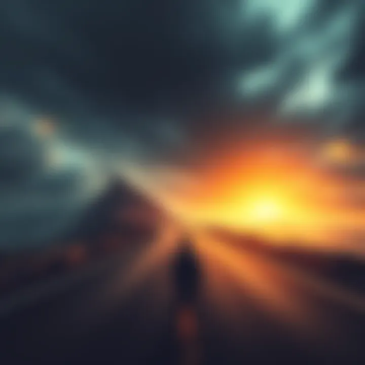 A person standing at the start of a winding road, looking towards a distant finish line, symbolizing the focus on outcomes instead of the journey.