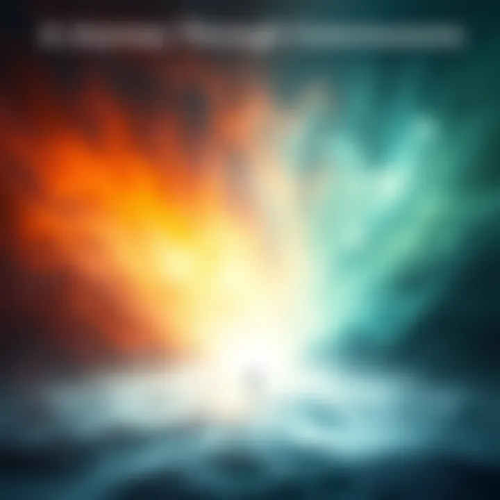 An abstract representation of the connection between life, death, and consciousness, featuring ethereal light and shadow play, symbolizing the mystery of existence.