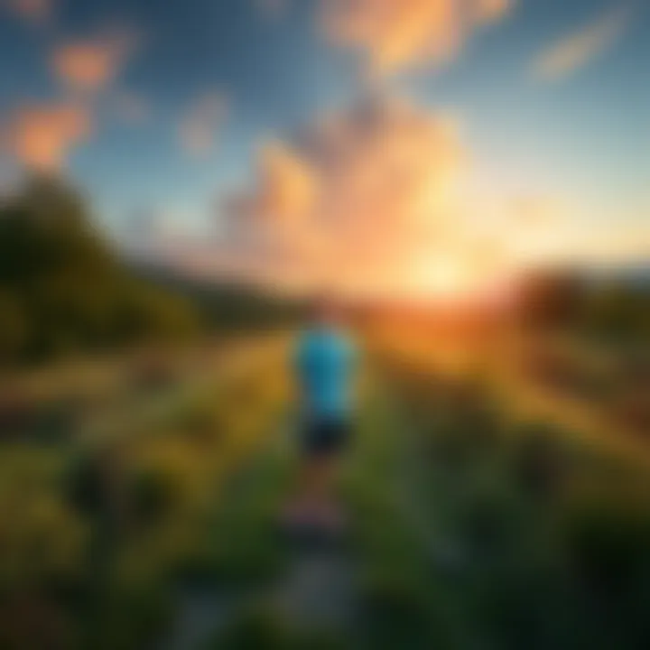 A person looking content while standing on a path surrounded by nature, symbolizing the shift from wanting to fulfillment.