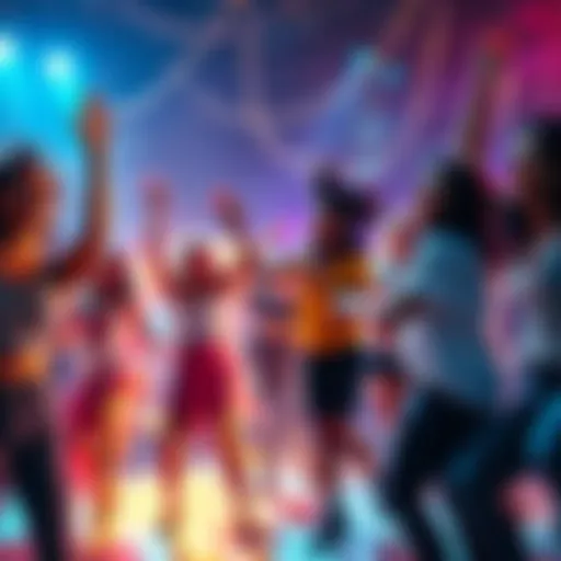 A group of people dancing together with smiles, celebrating the joy of movement and rhythm