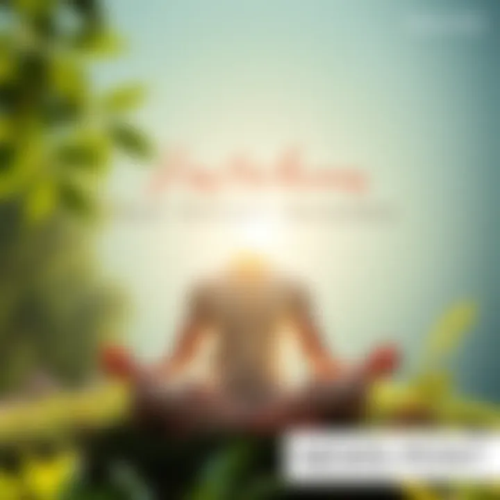 A serene scene with a person meditating in nature, embodying joy, consciousness, and bliss, surrounded by soft sunlight and greenery