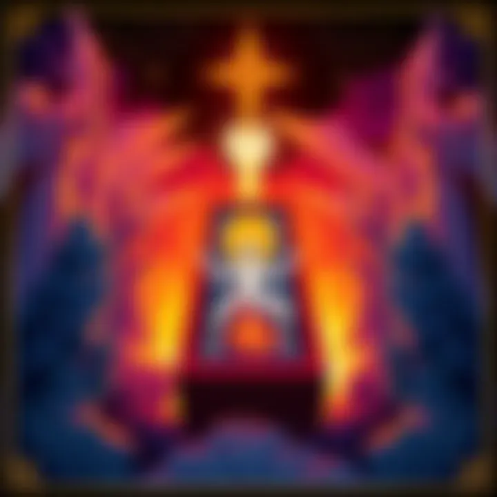 Judgement Card Illustration A vibrant depiction of the Judgement card showing a figure rising from a coffin surrounded by angelic beings, symbolizing renewal and awakening.