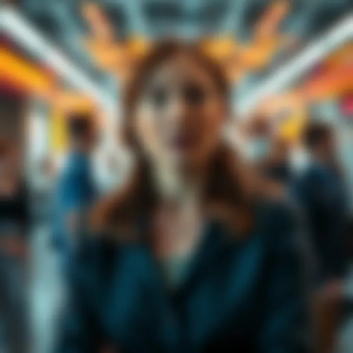 Julia Mossbridge speaking at an event for The Telepathy Tapes, surrounded by scientists and researchers