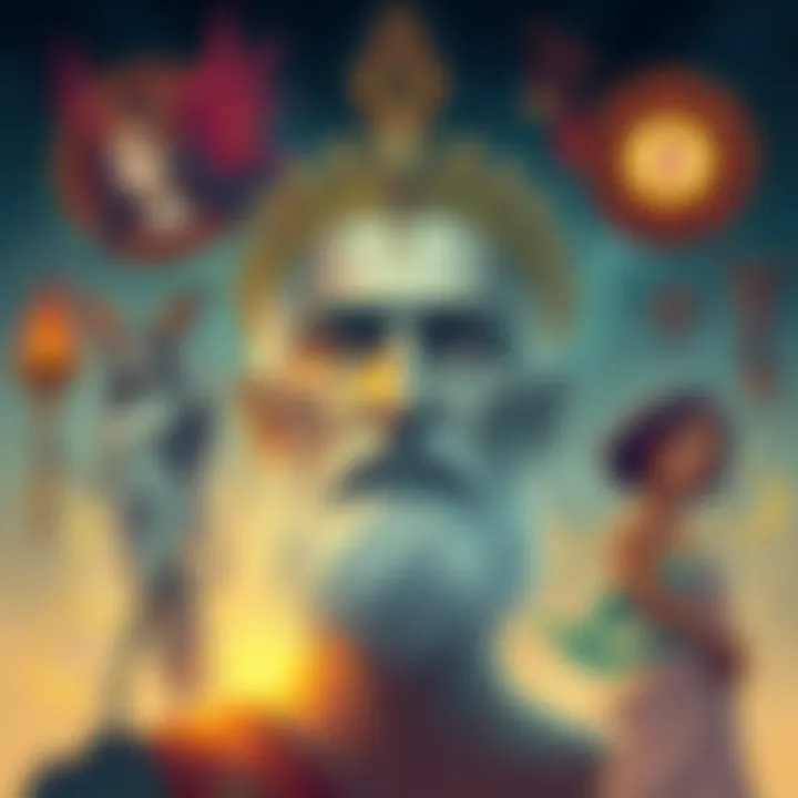 Illustration of Carl Jung with symbols of Inanna, Aphrodite, and Astarte surrounding him, representing Goddess worship.