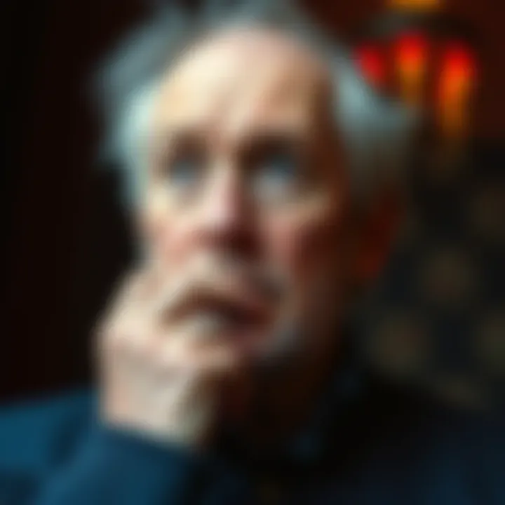 A thoughtful man reflecting on Carl Jung's ideas about male masturbation and its psychological effects.