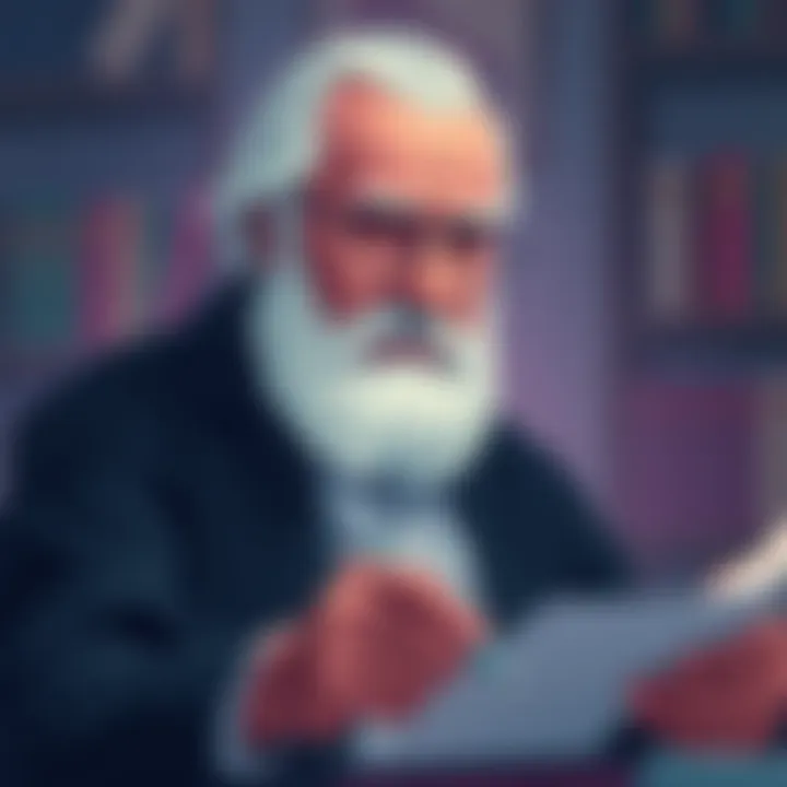 A thought-provoking illustration representing Carl Jung's literary influence and style.