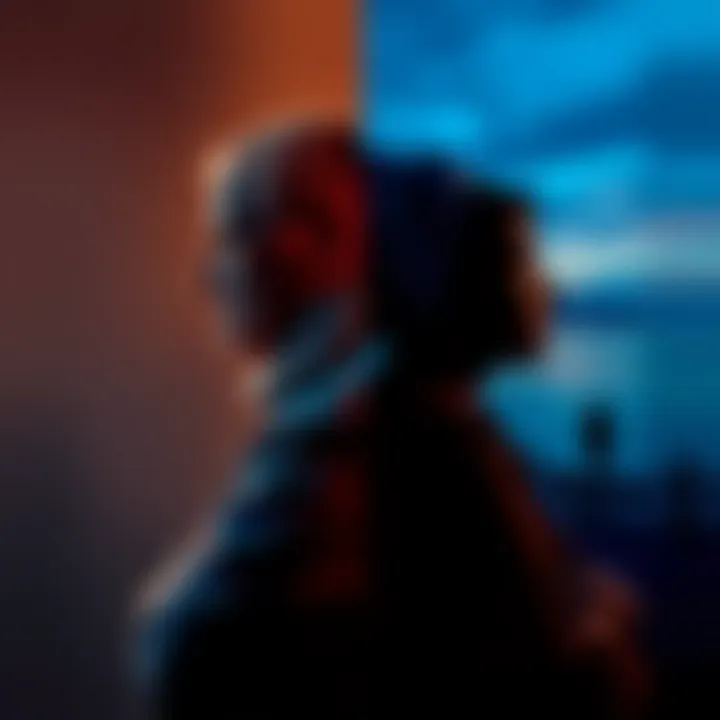 A split image showing a therapist talking to a client on one side and a person reflecting alone in a serene setting on the other side, symbolizing Jungian psychoanalysis and traditional therapy.