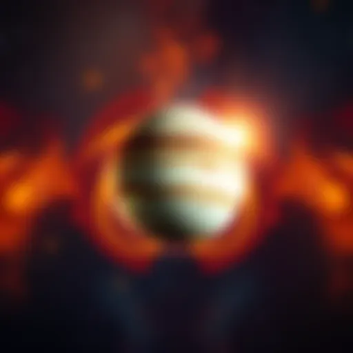 A representation of Jupiter surrounded by the zodiac sign Cancer, symbolizing emotional growth and personal development during the transit.