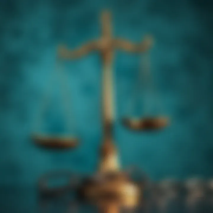 A justice scale with broken chains symbolizing the failures in the justice system for victims, highlighting the struggle for collective acknowledgment.