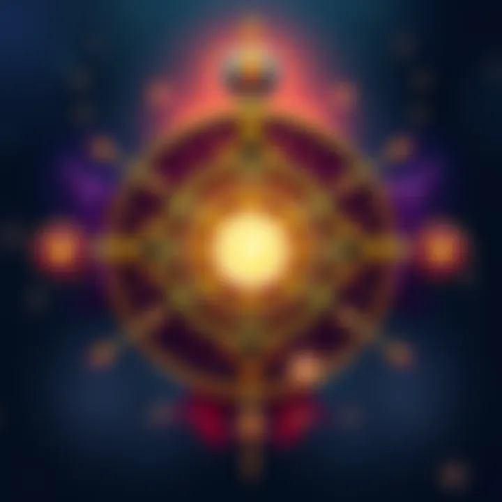 Illustration representing the themes of Jyeshtha Nakshatra, showing authority, ambition, and protective instincts with celestial elements.