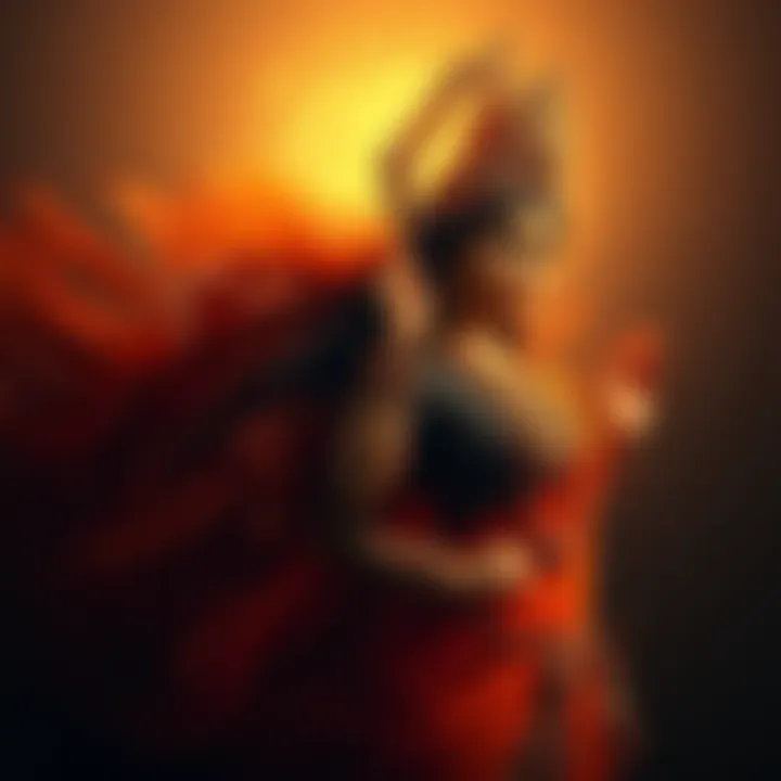 Jyestha and Lakshmi Representation A visual of Jyestha as a dark figure and Lakshmi as a bright figure, symbolizing the balance of light and dark, prosperity and misfortune.