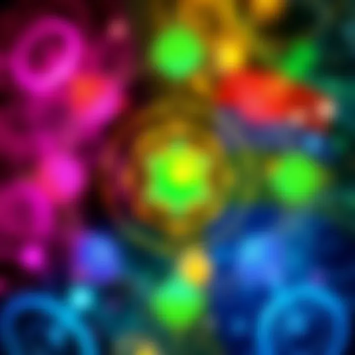 An illustration showing the symbols of Kabbalah intertwined with chakra symbols, highlighting their connections.