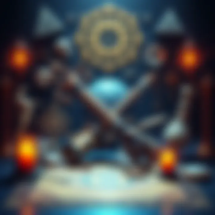 A mystical depiction showcasing Hermetic Kabbalah symbols alongside Goetia artifacts, representing the fusion of knowledge and magic.