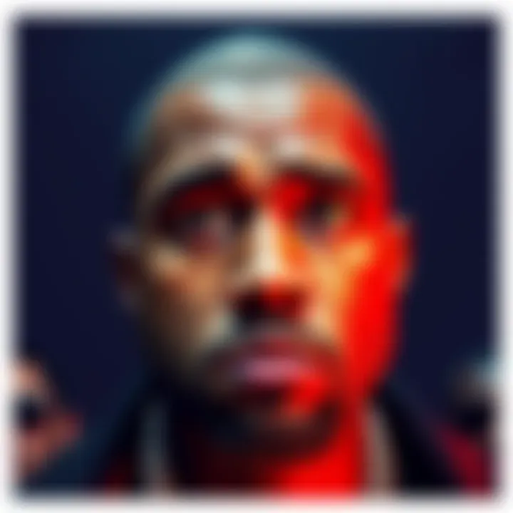 Kanye West looking troubled, surrounded by headlines about Diddy and the Epstein scandal
