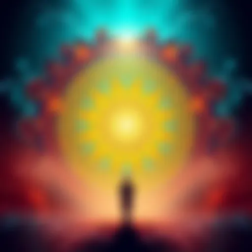 An illustration showing a circle of life symbolizing karma with interconnected actions and outcomes